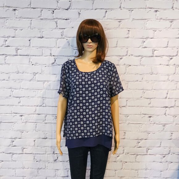 MICHAEL KORS, short sleeve geometric floral print blouse - Picture 6 of 11